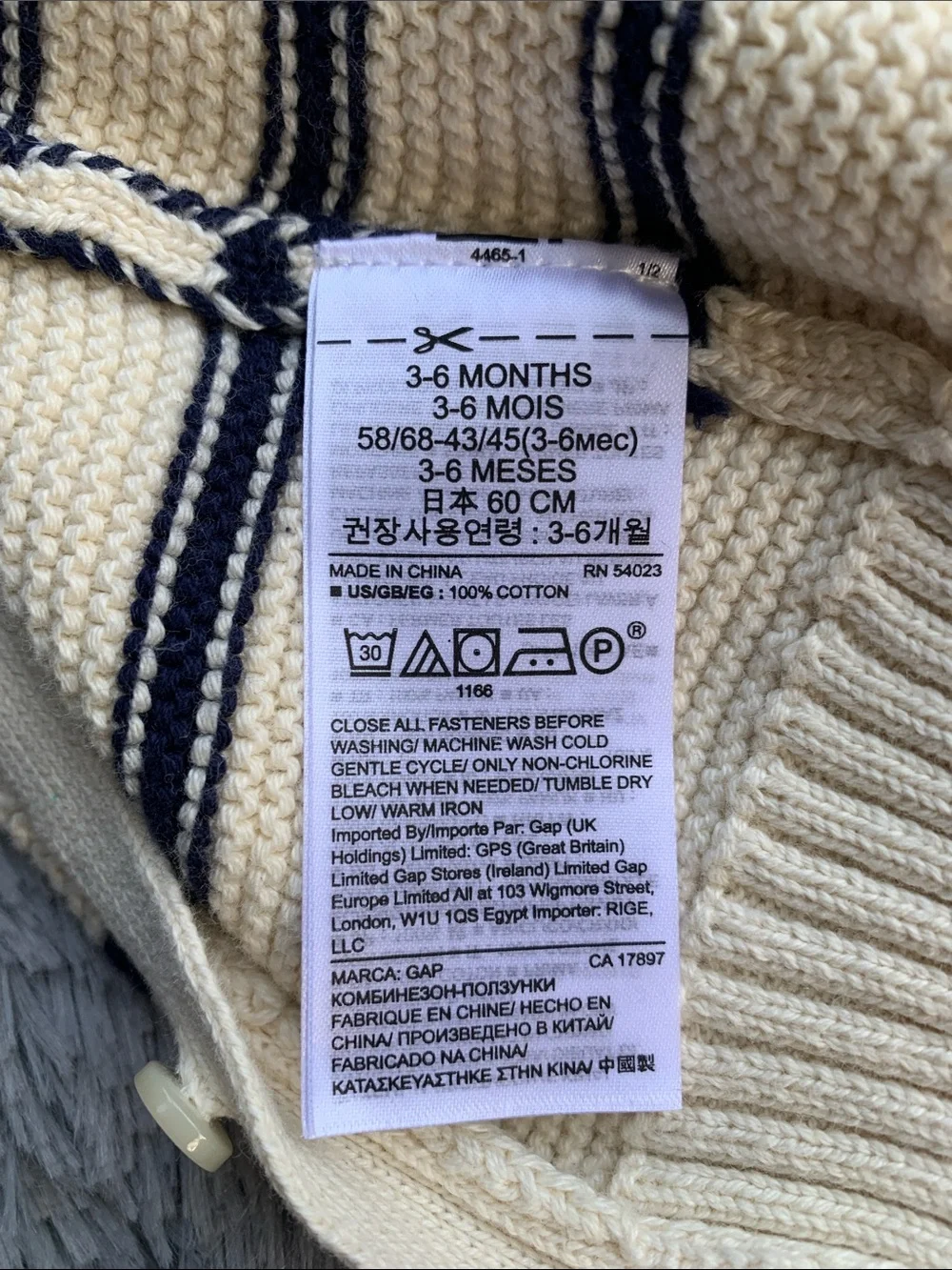 Gap Baby Brannan Knit Stripe Sweater Romper Onesie 3-6M